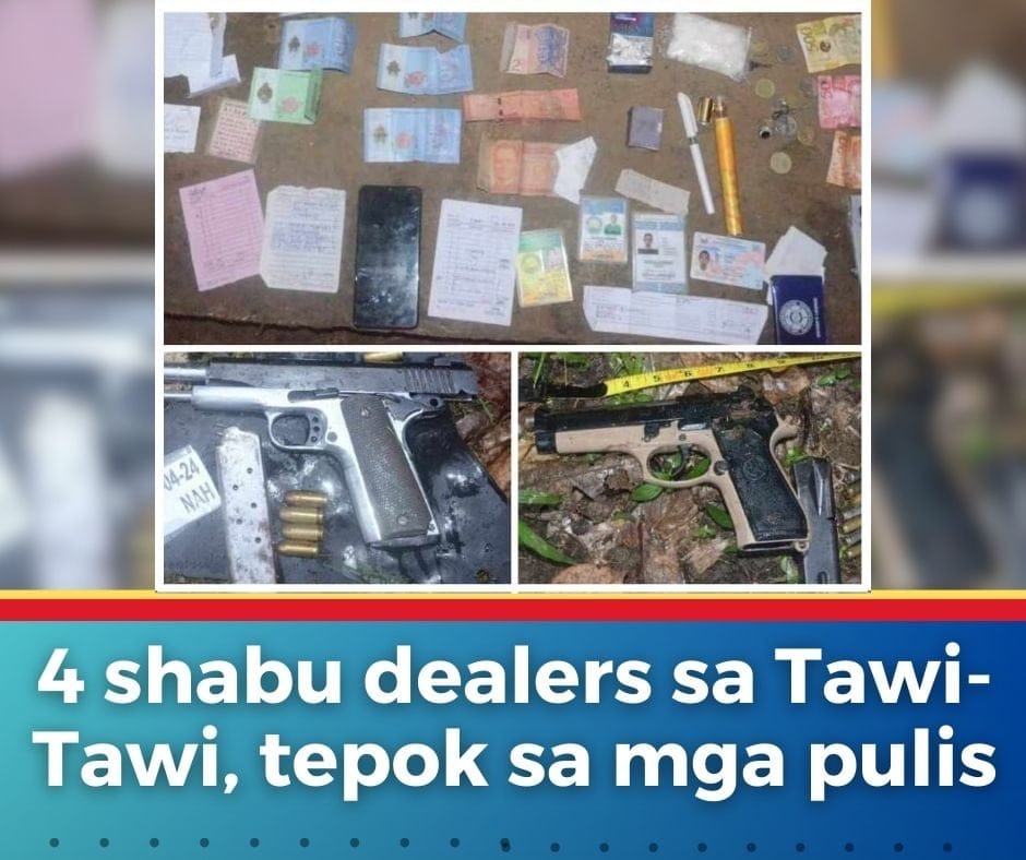 4 shabu dealers sa Tawi-Tawi, tepok sa mga pulis