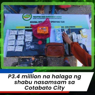 P3.4 million na halaga ng shabu nasamsam sa Cotabato City