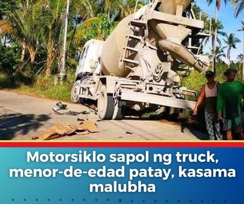 Motorsiklo sapol ng mixer truck, menor-de-edad patay, kasama malubha