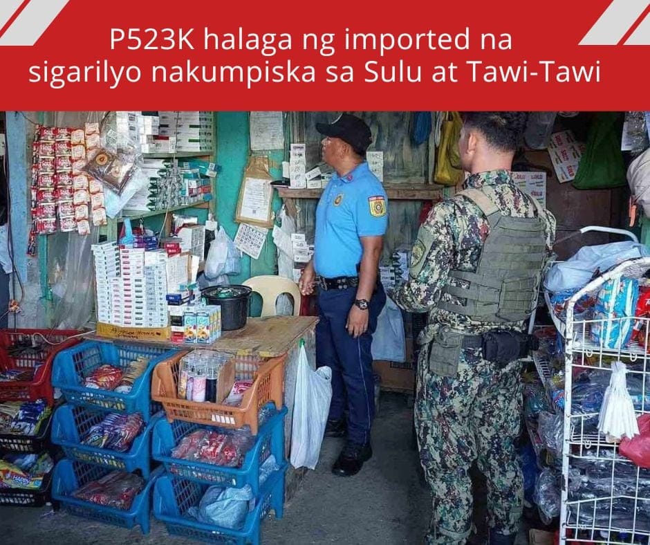 P523K halaga ng imported na sigarilyo nakumpiska sa Sulu at Tawi-Tawi