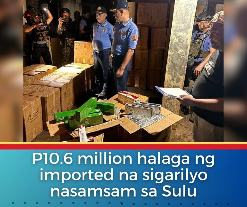 P10.6 million halaga ng imported na sigarilyo nasamsam sa Sulu